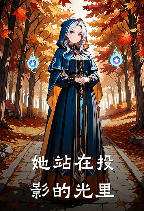 她站在投影的光里